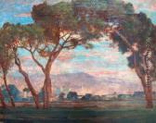 Italienische Landschaft Bei Dammerung Oil Painting by Carl Langhammer