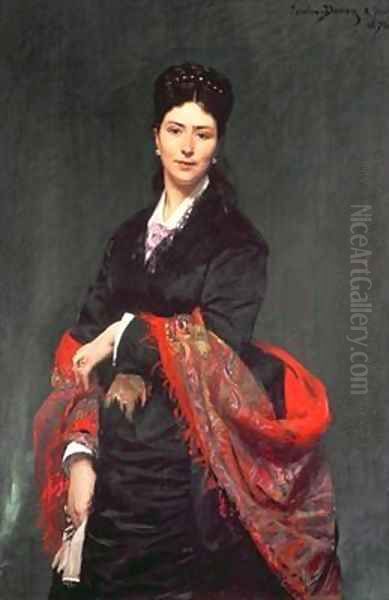 Portrait of Mrs Marie Clerc Oil Painting by Charles Emile Auguste Carolus-Duran