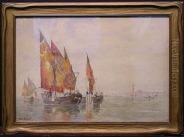 Venetian Fishing Boats Oil Painting by Walter Franklin Lansil