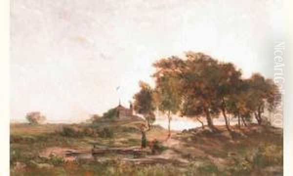 Bretonnes Au Bord De La Source Cotiere Oil Painting by Emmanuel Lansyer