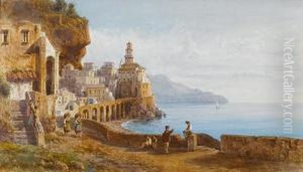 A Bay In Sorrento Oil Painting by Giovanni Giordano Lanza