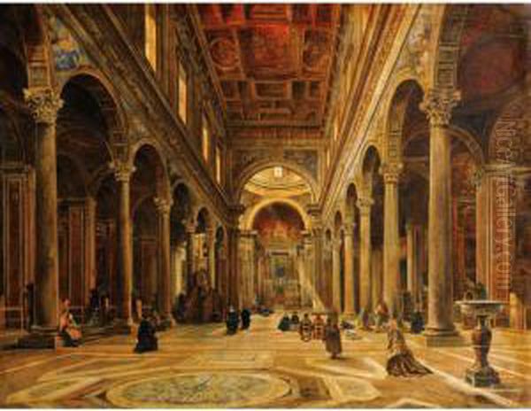 Interieur D'eglise Oil Painting by Giovanni Giordano Lanza