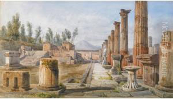 Veduta Delle Rovine Di Pompei Oil Painting by Giovanni Giordano Lanza