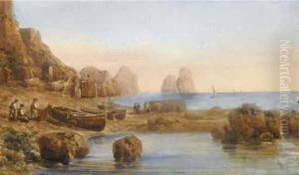 Pescatori A Capri Oil Painting by Giovanni Giordano Lanza