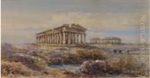 The Temples At Paestum, Italy Oil Painting by Giovanni Giordano Lanza