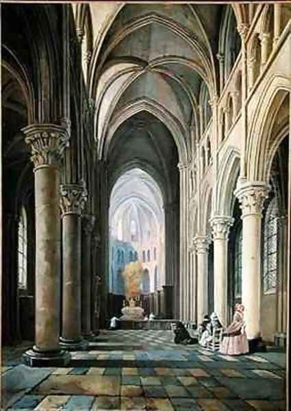 Interior of a Church Oil Painting by Hippolyte Joseph Cuvelier