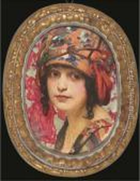 Portrait De Femme Au Chapeau Oil Painting by William J.E.E. Laparra