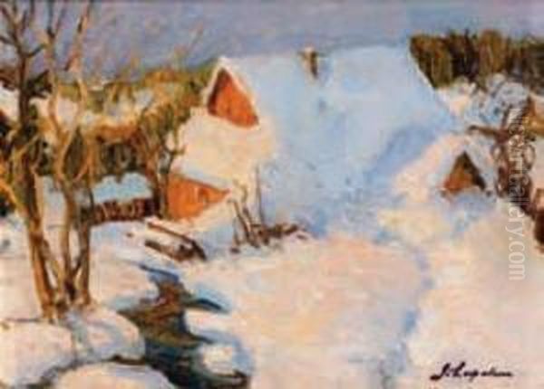 Sous La Neige Oil Painting by Georgi Alexandrovich Lapchine