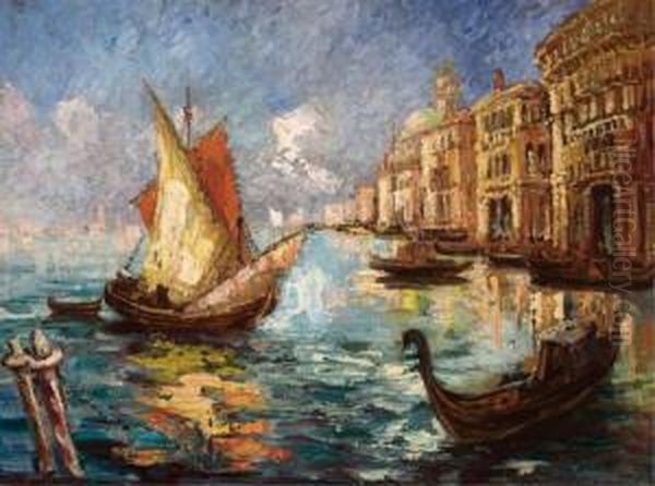 Venetian Scene Oil Painting by Georgi Alexandrovich Lapchine