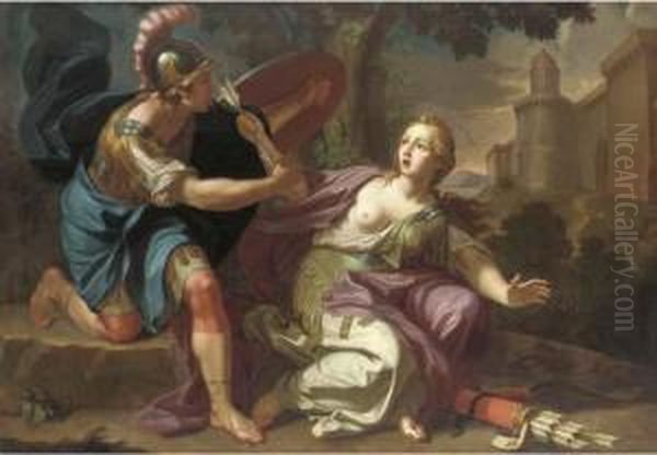 Armida Restrained By Rinaldo Oil Painting by Gaetano Lapis