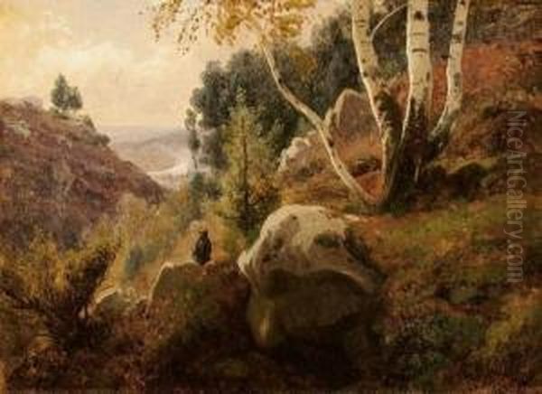 Promeneur Dans Un Paysage De Rochers Oil Painting by Louis Auguste Lapito