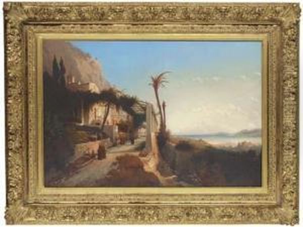 The Monastery Of The Carmine Monks At Amalfi Oil Painting by Louis Auguste Lapito