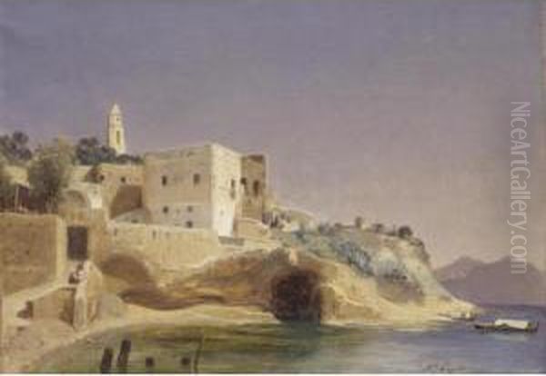 View Of Posillipo, Naples Oil Painting by Louis Auguste Lapito