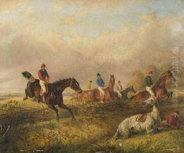 Steeplechasers Oil Painting by George Henry Laporte