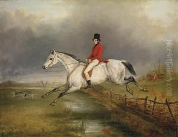 A Master Of The Royal Buckhounds On A Grey Hunter Oil Painting by George Henry Laporte