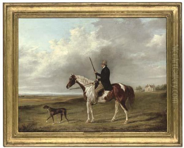 Portrait Of A Gentleman On His Piebald Hunter Oil Painting by George Henry Laporte