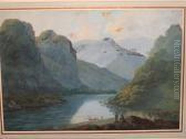 A Lakeland Landscape, Bears Signature J.d.harding And Date 1837 Oil Painting by John Laporte