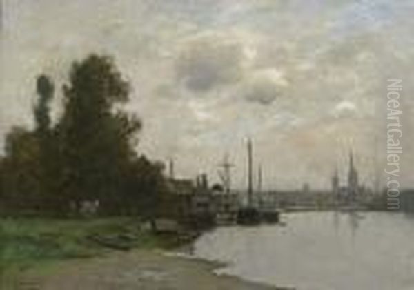 Le Port De Rouen Oil Painting by Charles Lapostolet