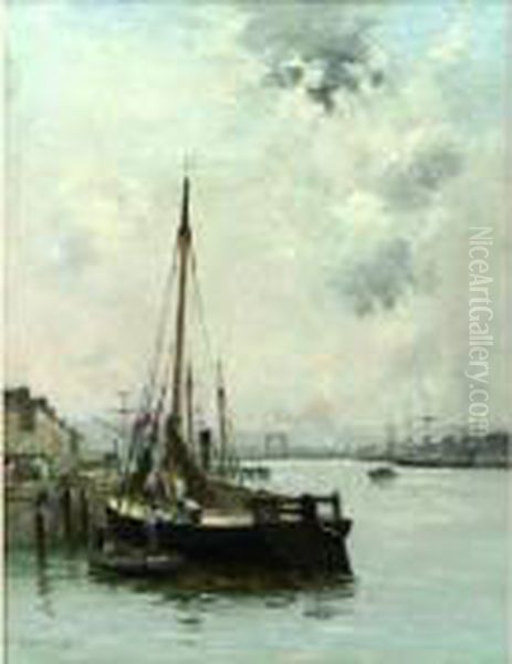 Voilier Au Port Oil Painting by Charles Lapostolet