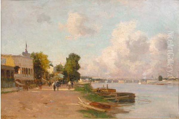 Quais De La Seine A Paris Oil Painting by Charles Lapostolet