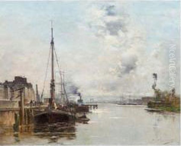 On The Banks Of The Seine Oil Painting by Charles Lapostolet