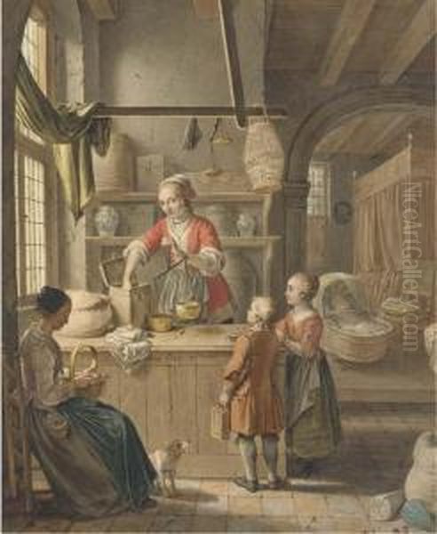 At The Tea Merchants Oil Painting by Willem Joseph Laquy