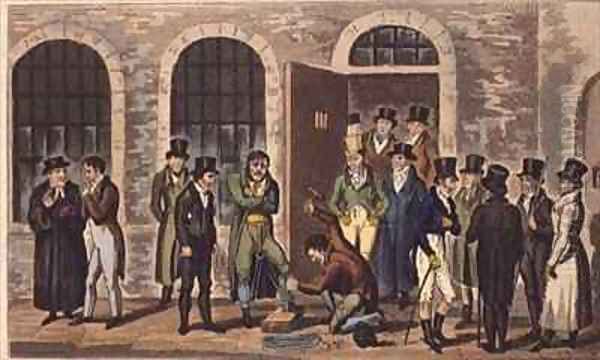 Tom Jerry and Logic visiting condemned prisoners at Newgate Prison Oil Painting by I. Robert and George Cruikshank