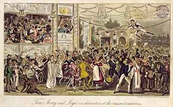 Tom Jerry and Logic in Characters at the Grand Carnival Oil Painting by I. Robert and George Cruikshank