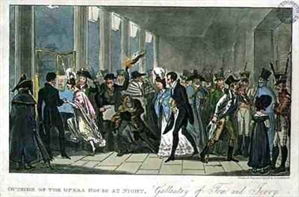 Outside of the Opera House at Night Gallantry of Tom and Jerry Oil Painting by I. Robert and George Cruikshank