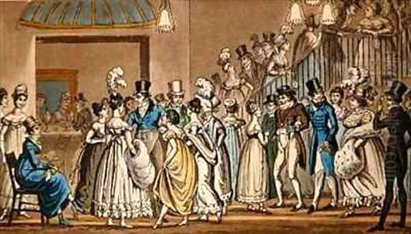 In the foyer at Covent Garden Theatre Oil Painting by I. Robert and George Cruikshank