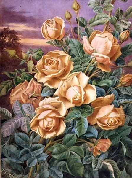 Yellow Roses Oil Painting by Thomas Frederick Collier