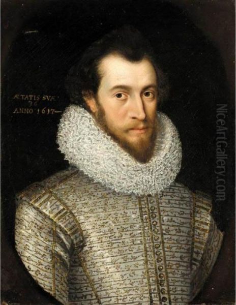 Portrait Of A Nobleman, Said To Be Robert, Earl Of Essex Oil Painting by William Larkin