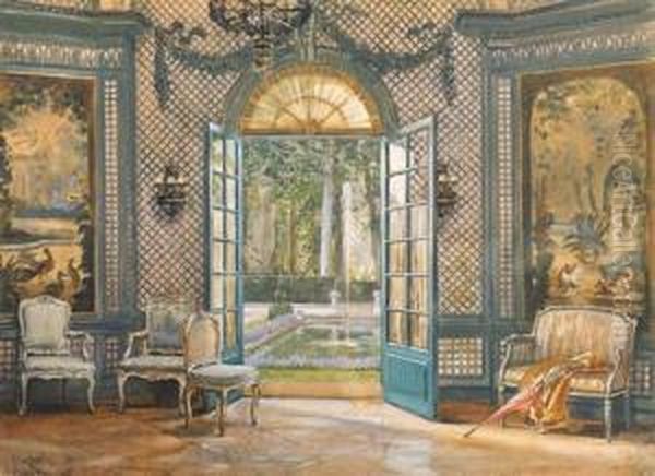 'le Salon De Musique De La 'villa Trianon' Oil Painting by William Larkin