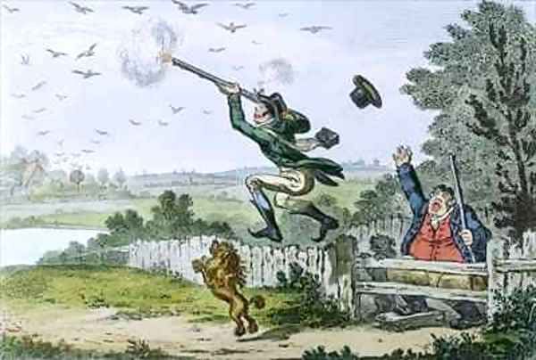 Cockney Sportsmen Shooting Flying Oil Painting by Isaac Cruikshank