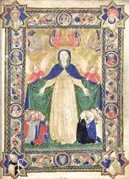 Virgin of the Misericordia frontispiece from a book of the Scuola della Trinita dei Frati Teutonici Oil Painting by Cristoforo Cortese