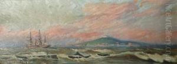 Puerto Y Cerro De Montevideo Oil Painting by Manuel Larravide