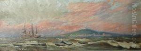 Puerto Y Cerro De Montevideo Oil Painting by Manuel Larravide