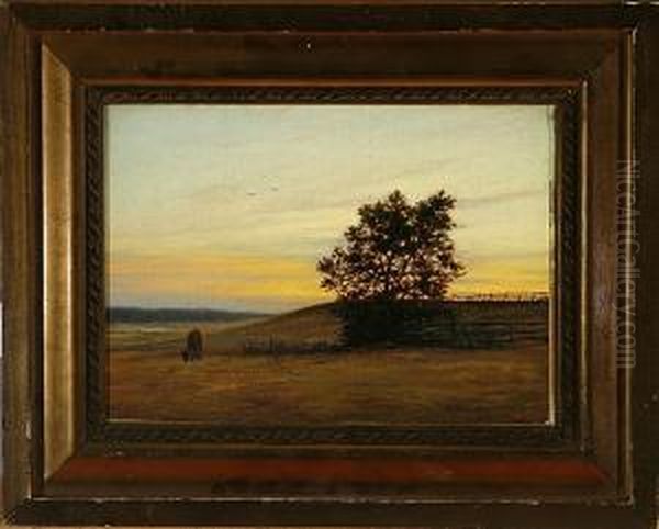 Evening In Northern Zealand, Denmark Oil Painting by Adolf Larsen