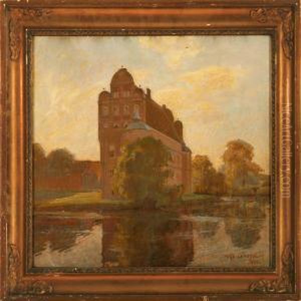 Evening Atmosphere At Hesselagergaard Manor, Denmark Oil Painting by Hugo Valdemar Larsen