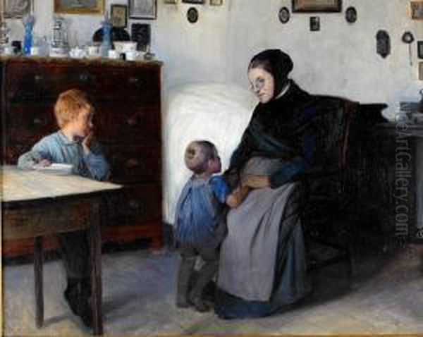 Interior Oil Painting by Knud Larsen