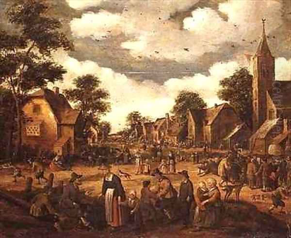 Village Scene Oil Painting by Joost Cornelisz