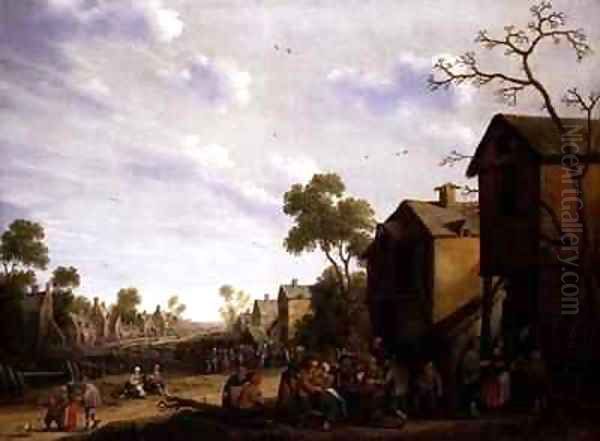 Village scene with peasants merrymaking Oil Painting by Joost Cornelisz