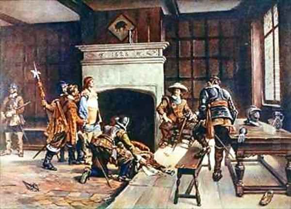 Oliver Cromwell 1599-1658 at the Blue Boar in Holborn Oil Painting by Ernest Crofts