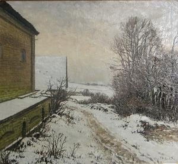 A Winter Landscape Oil Painting by Thorvald Larsen