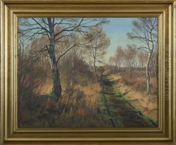 Landscape With Road In The Background Houses Oil Painting by Thorvald Larsen