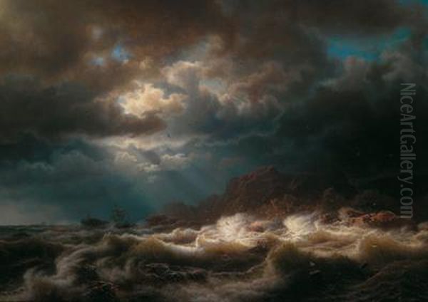 Shipwreck On The Coast Oil Painting by Marcus Larson