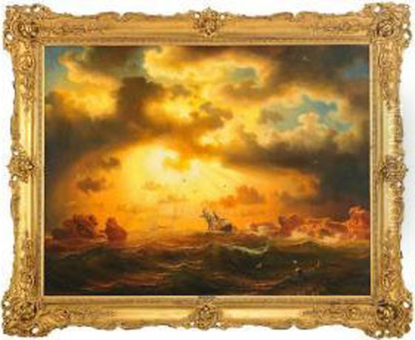 Skeppsbrott Vid Klippig Kust Oil Painting by Marcus Larson