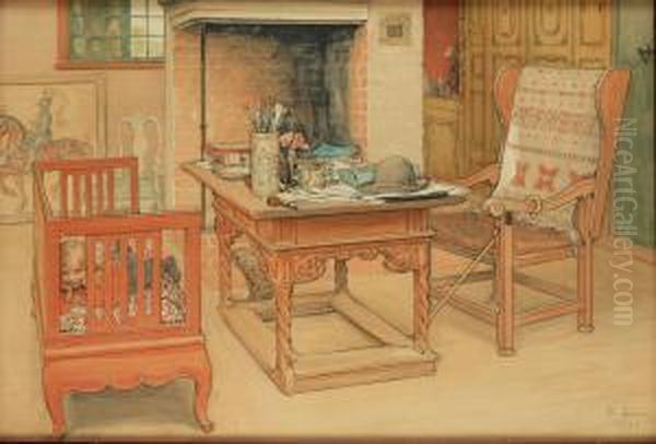 Tittut Oil Painting by Carl Larsson