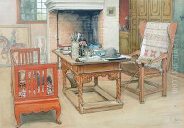 Efter Oil Painting by Carl Larsson