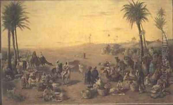 Arab Market Oil Painting by J. Cruciani